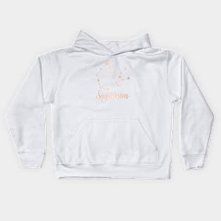 Sagittarius Zodiac Constellation in Rose Gold Kids Hoodie